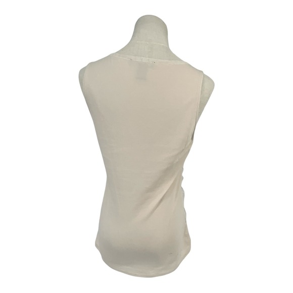 White House Black Market Sequin Mesh Tank Top White Small Scoop Neck Sleeveless - Picture 5 of 9